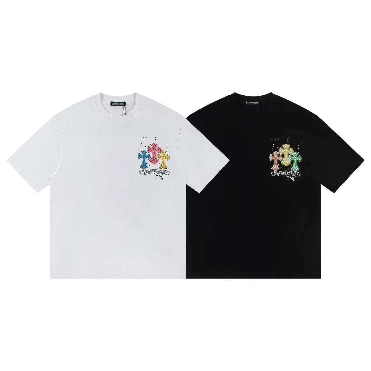 🅿️160 Style: 2025 new Croix Heart short-sleeved T-shirt Material: High version 300g double yarn combed cotton Size: S～XL Color: Black Style number: Z016